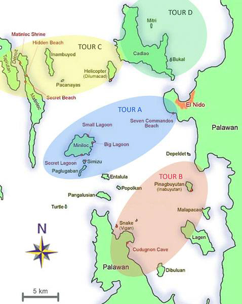 el nido tour map-1